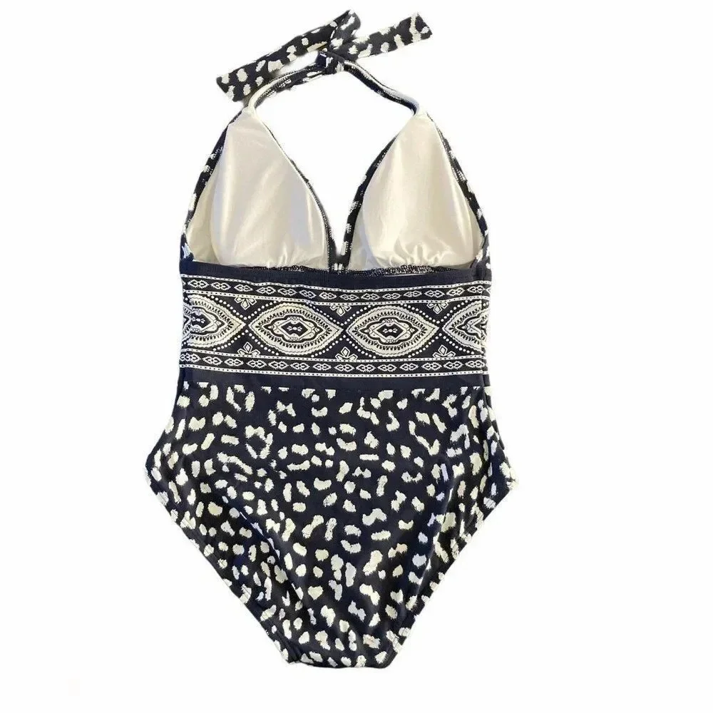 Michael Kors Navy White Print Cruise sz 4
